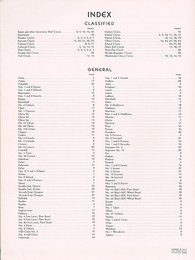 Seth Thomas Presents 1938 Clocks > Index