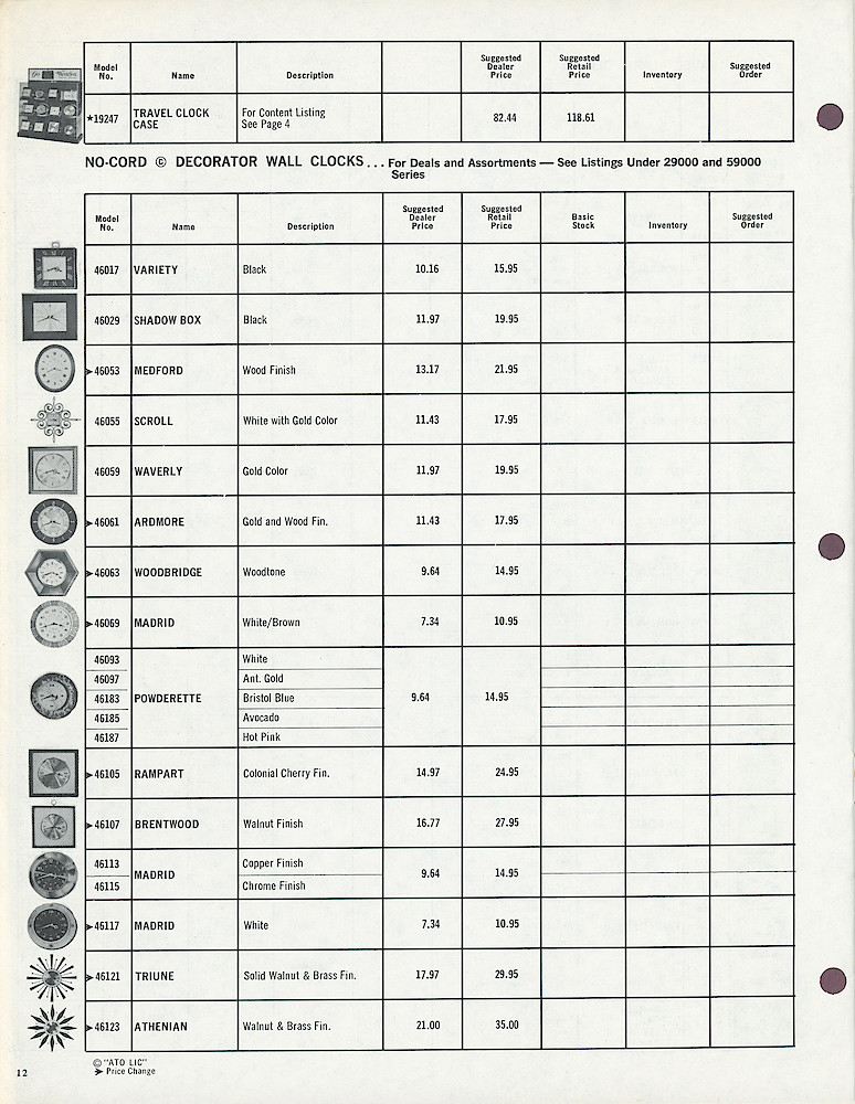 1969 Westclox Price List D-IV-69 > 12