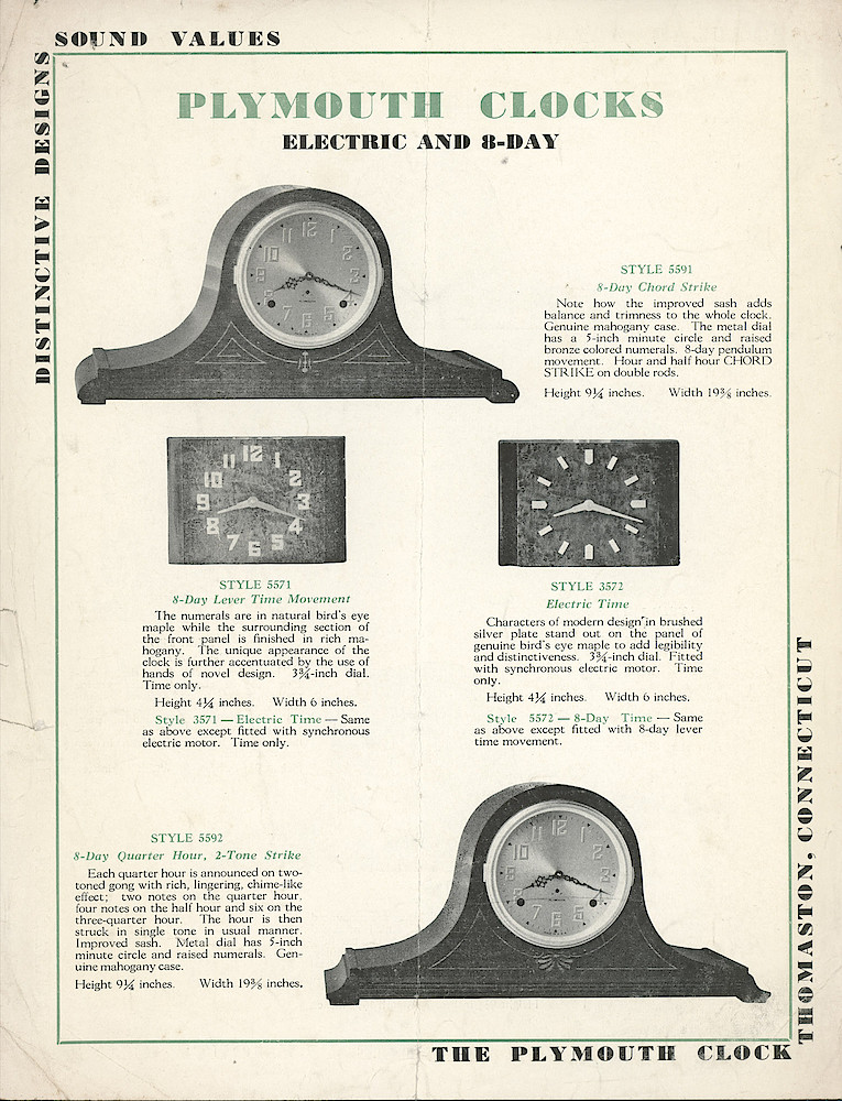 Plymouth Clocks, Electric and 8-Day > 1
