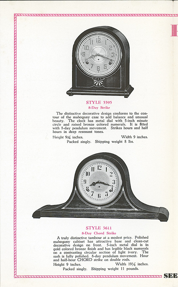 Plymouth Clocks, tri-fold brochure, red and black printing > 2