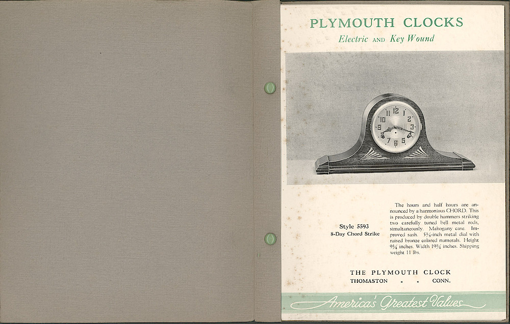 Plymouth Clocks Electric and Key-Wound Americas Greatest Values > Inside-Front-Cover