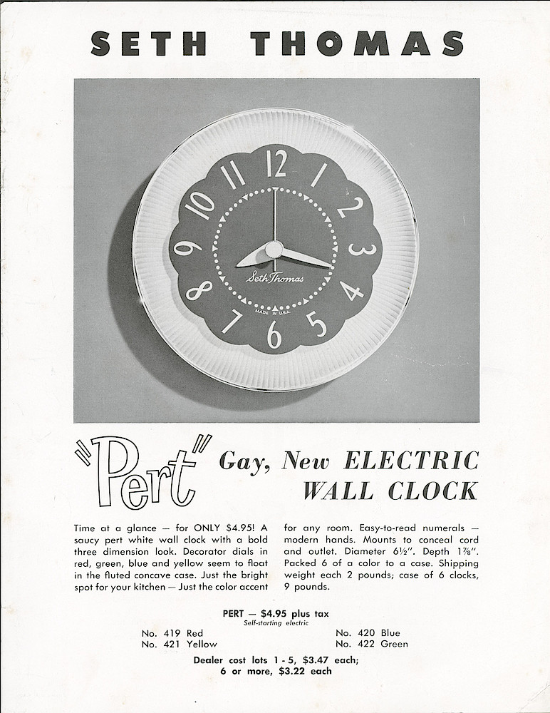 Seth Thomas New Clocks (monochrome brochure) > 2. Pert Wall Clock