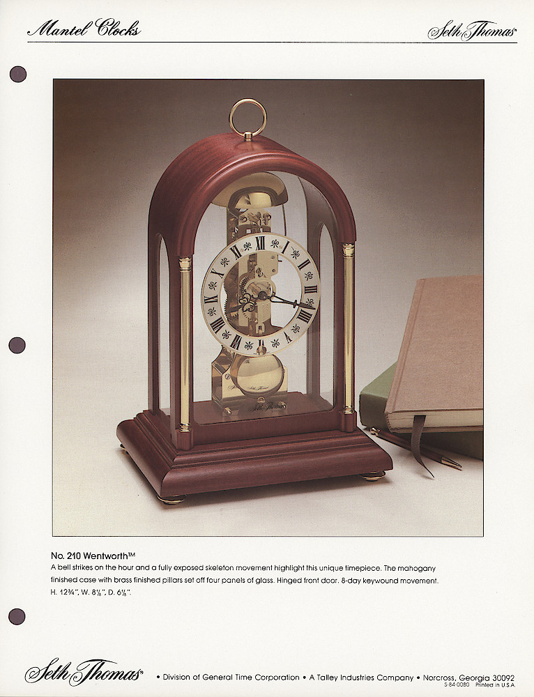 1985 General Time Product Promotion - Seth Thomas > Occasional Clocks (Desk Clocks and Anniversary Clocks) > S-84-0080