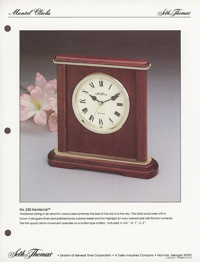 1985 General Time Product Promotion - Seth Thomas > Occasional Clocks (Desk Clocks and Anniversary Clocks) > S-84-00157