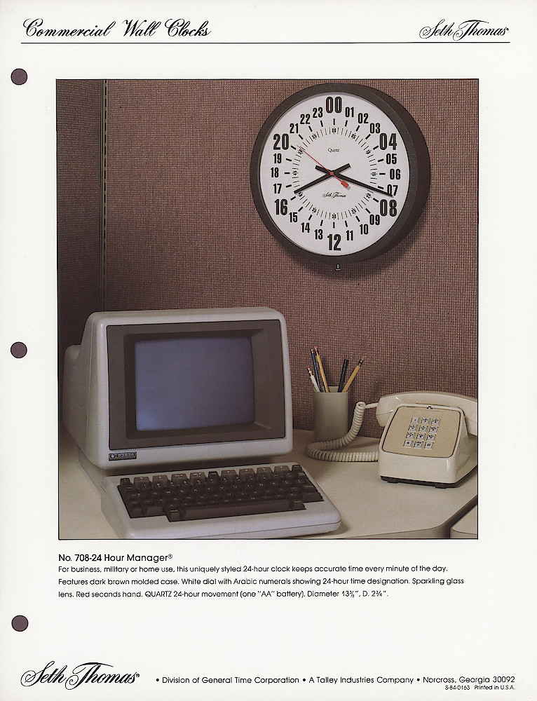 1985 General Time Product Promotion - Seth Thomas > Wall Clocks > S-84-0163