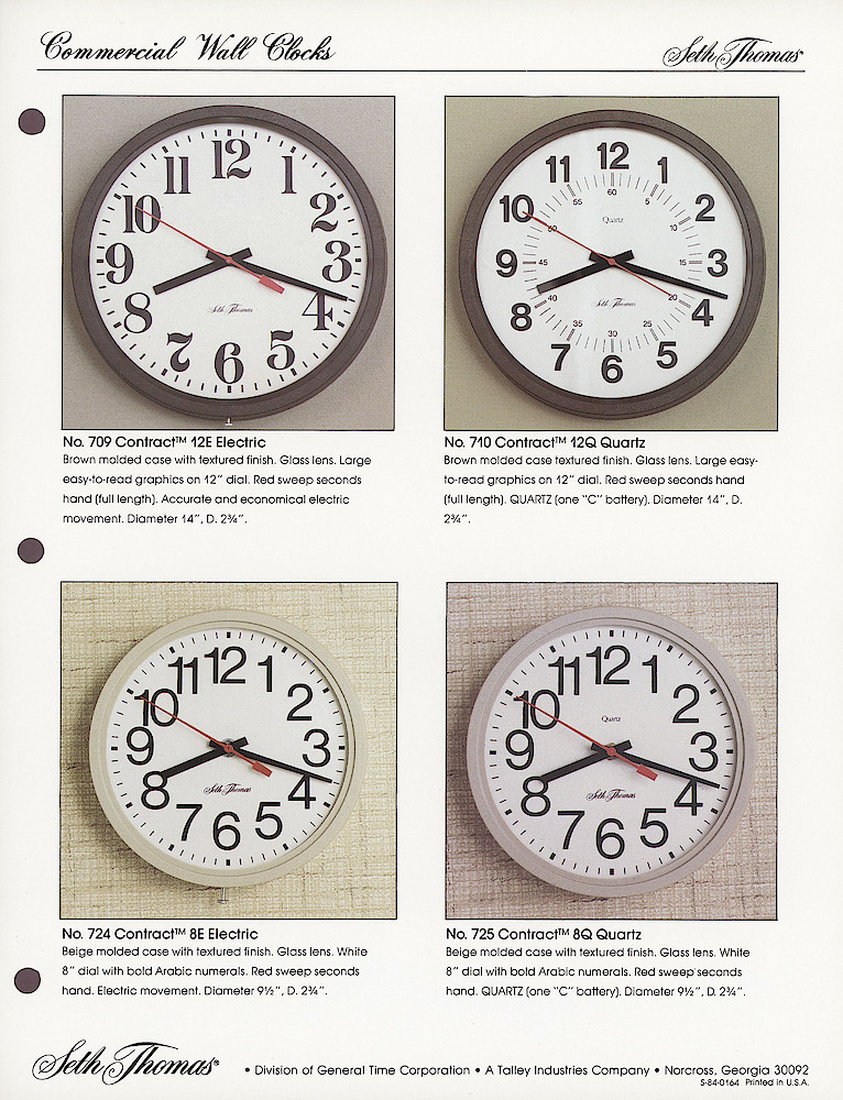 1985 General Time Product Promotion - Seth Thomas > Wall Clocks > S-84-0164