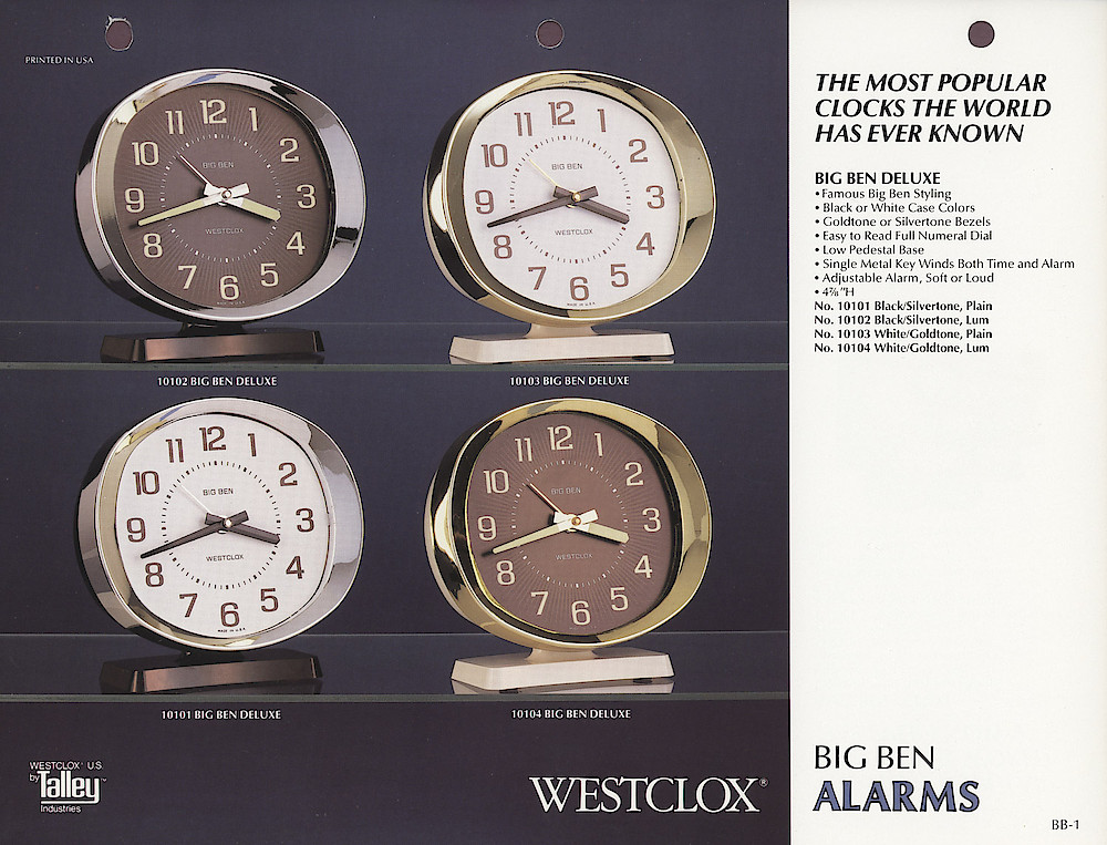 1985 General Time Product Promotion - Westclox > Alarm Clocks > BB-1