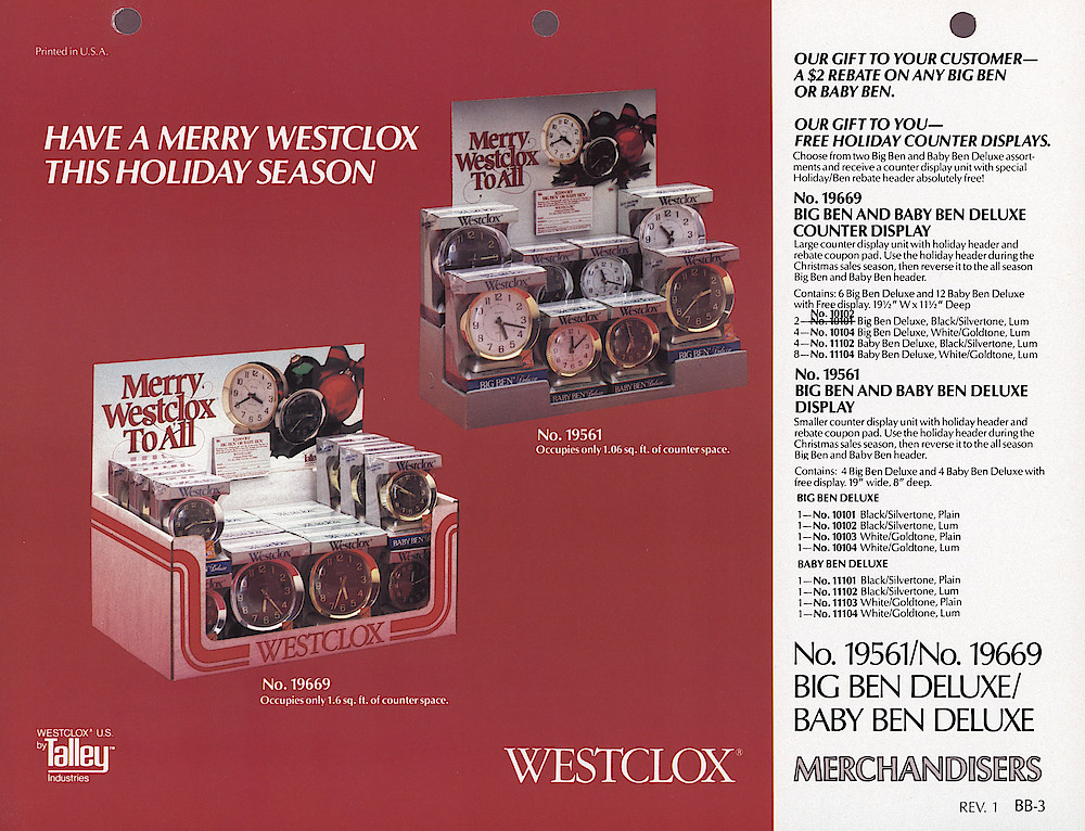 1985 General Time Product Promotion - Westclox > Alarm Clocks > BB-3-REV-1