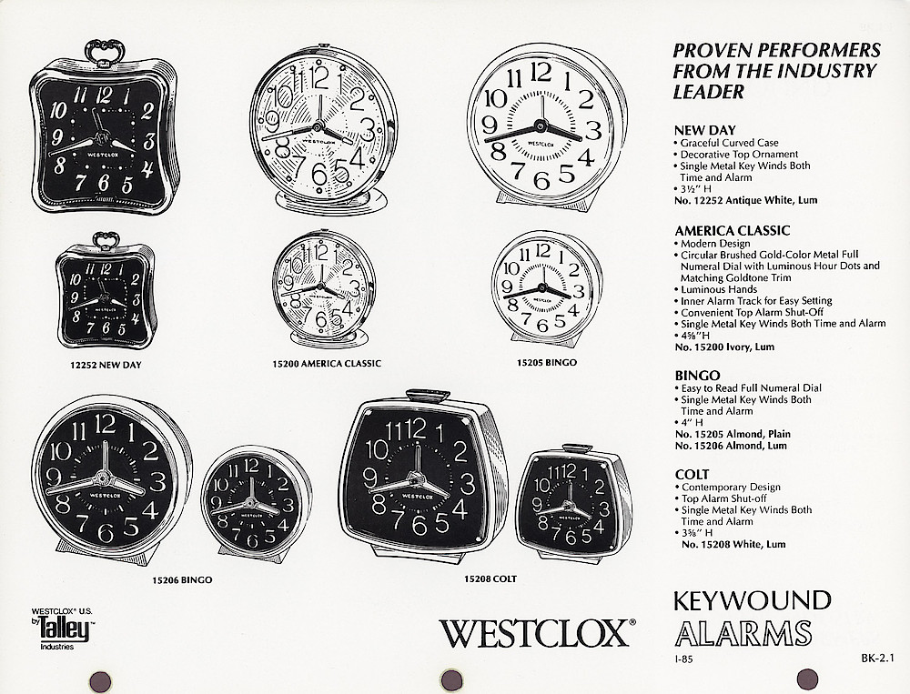 1985 General Time Product Promotion - Westclox > Alarm Clocks > BK-2-1