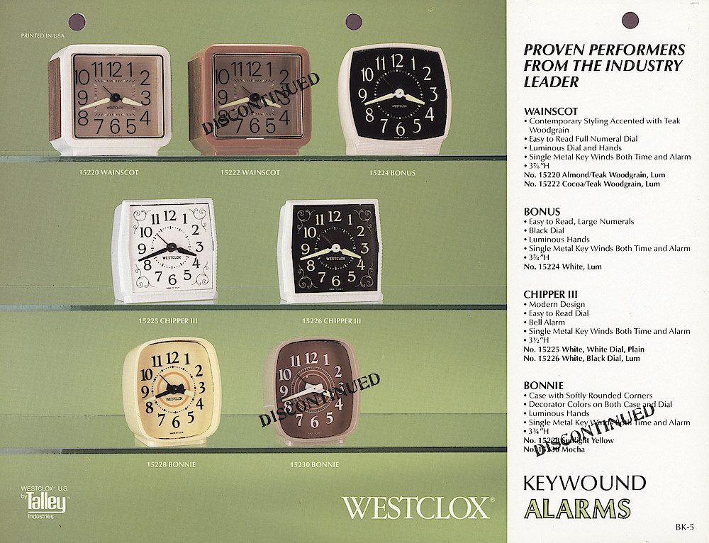 1985 General Time Product Promotion - Westclox > Alarm Clocks > BK-5