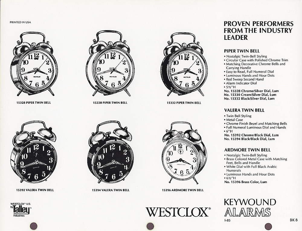 1985 General Time Product Promotion - Westclox > Alarm Clocks > BK-8