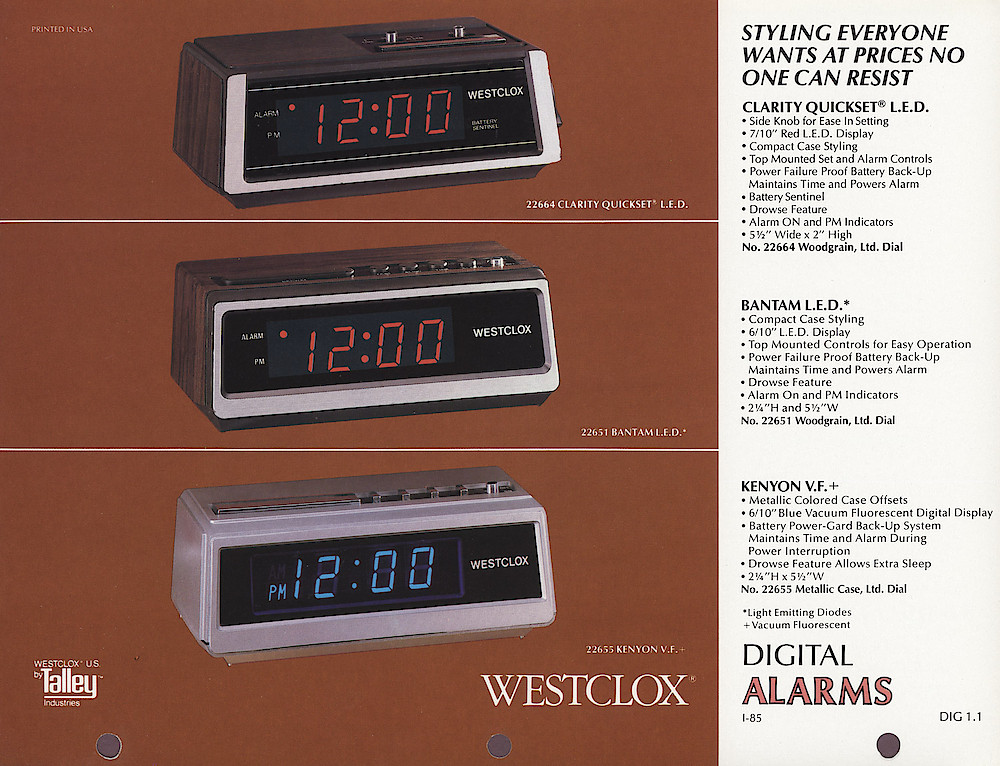 1985 General Time Product Promotion - Westclox > Alarm Clocks > DIG-1-1-4
