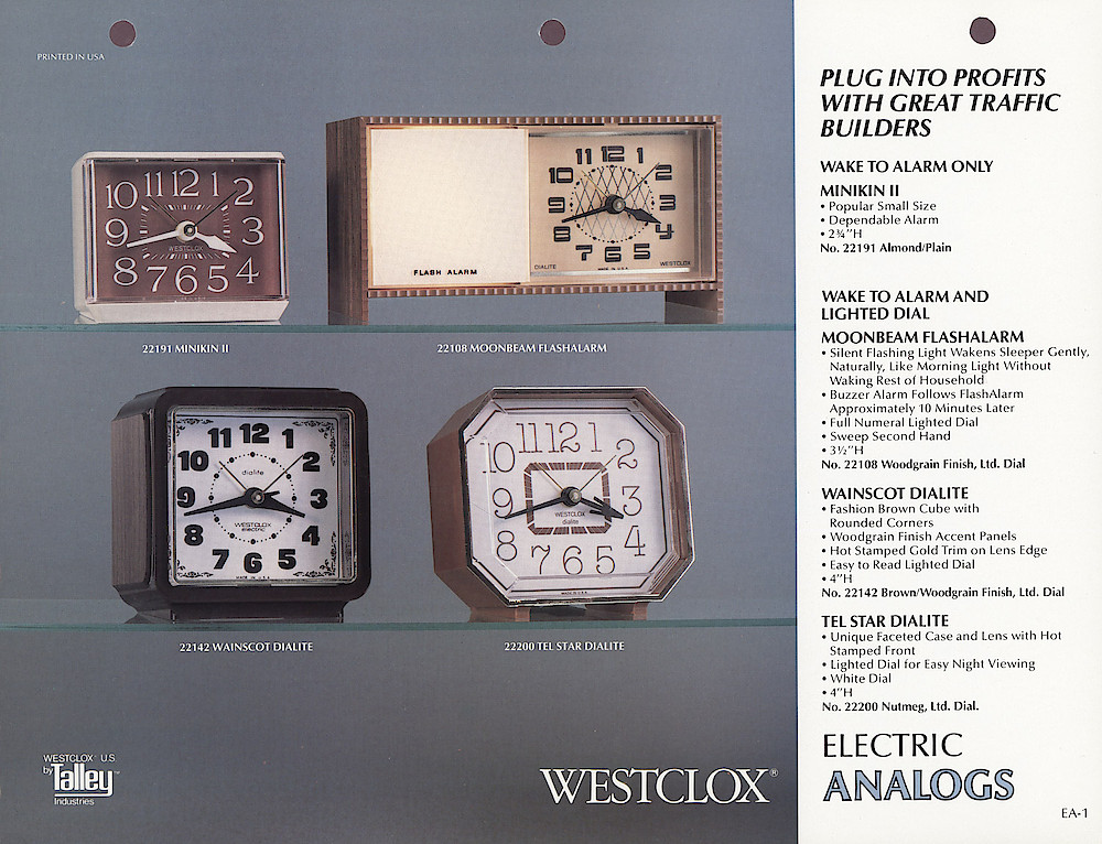 1985 General Time Product Promotion - Westclox > Alarm Clocks > EA-1