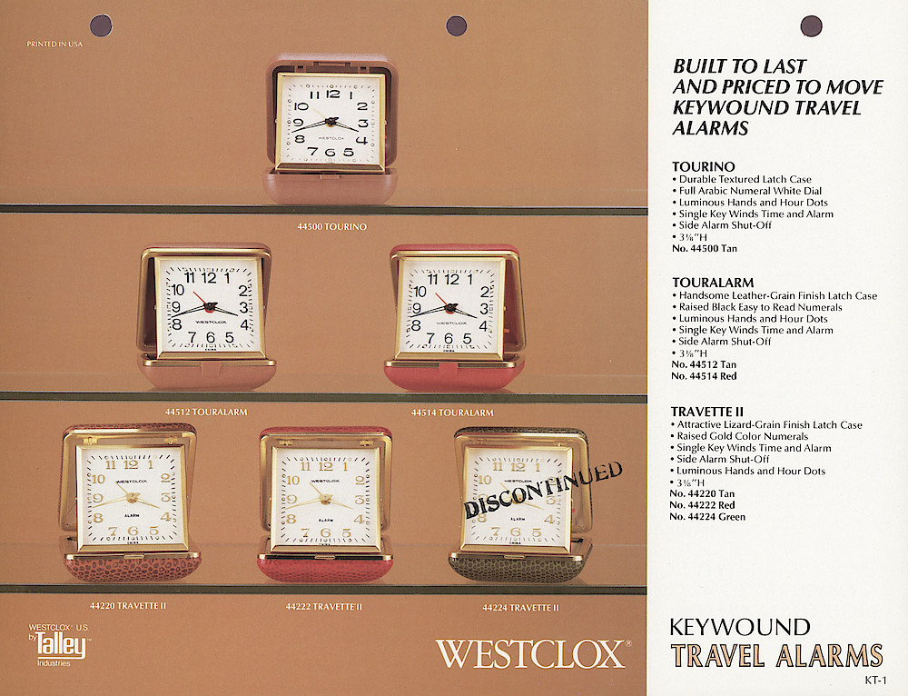 1985 General Time Product Promotion - Westclox > Alarm Clocks > KT-1
