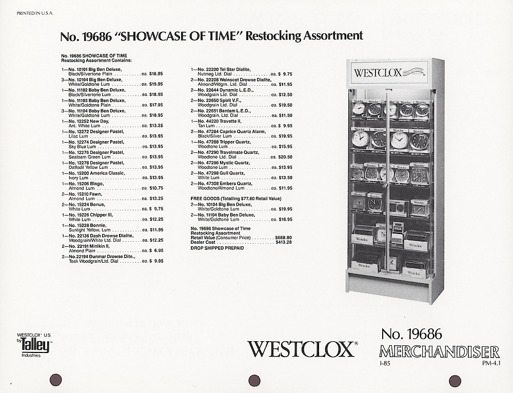 1985 General Time Product Promotion - Westclox > Alarm Clocks > PM-4-1