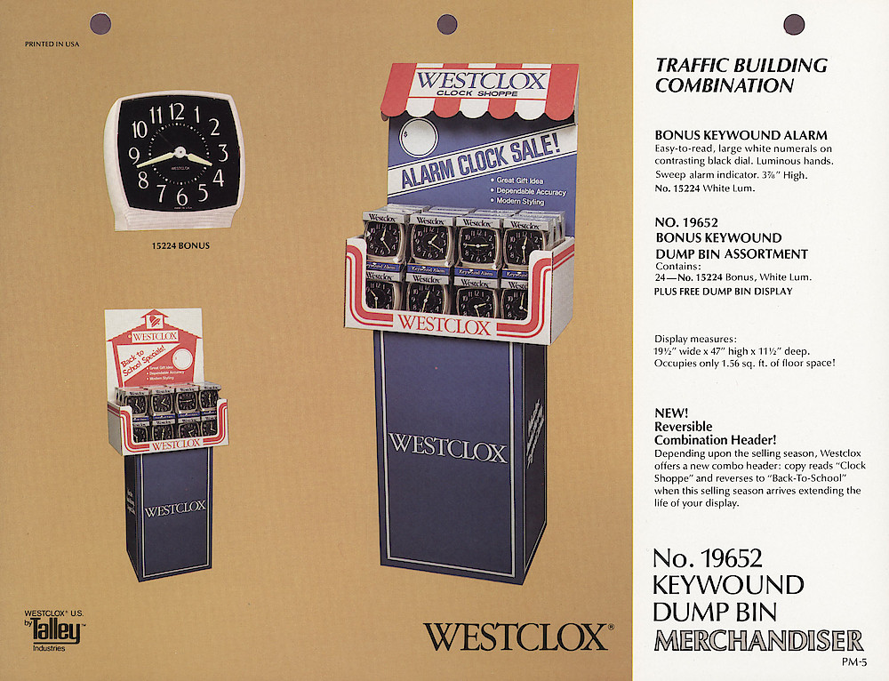 1985 General Time Product Promotion - Westclox > Alarm Clocks > PM-5