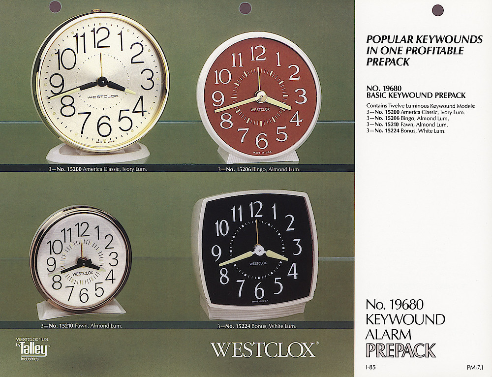 1985 General Time Product Promotion - Westclox > Alarm Clocks > PM-7-1