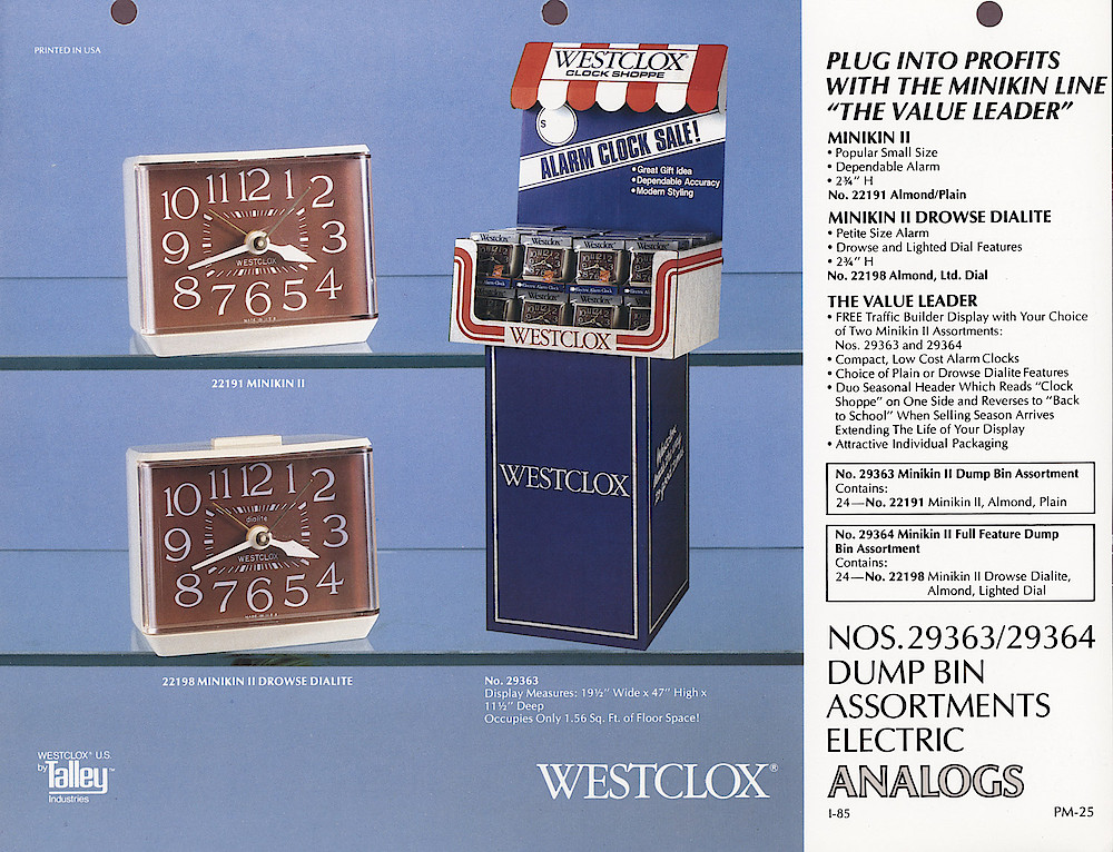 1985 General Time Product Promotion - Westclox > Alarm Clocks > PM-25