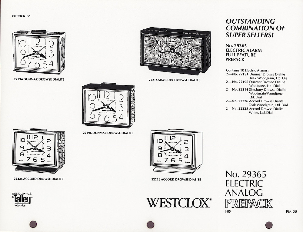 1985 General Time Product Promotion - Westclox > Alarm Clocks > PM-28