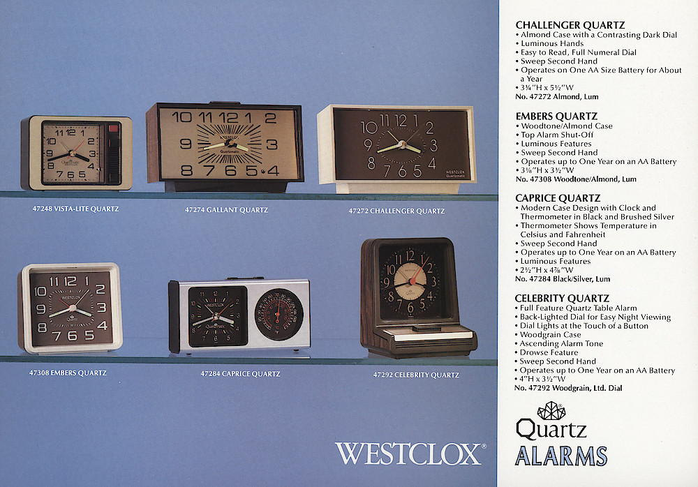 1985 General Time Product Promotion - Westclox > Alarm Clocks > QA-1-2