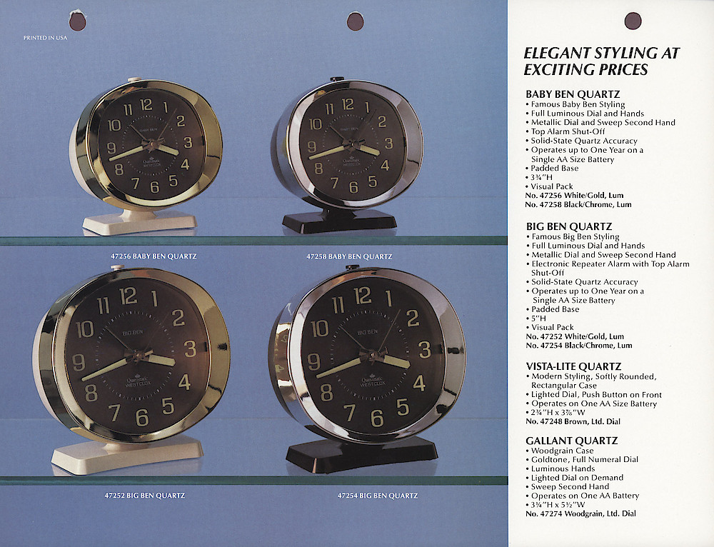 1985 General Time Product Promotion - Westclox > Alarm Clocks > QA-1-3