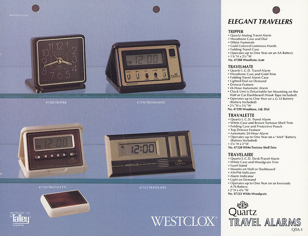 1985 General Time Product Promotion - Westclox > Alarm Clocks > QTA-1