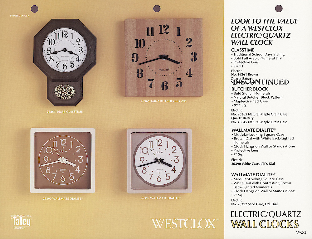 1985 General Time Product Promotion - Westclox > Wall Clocks > WC-3