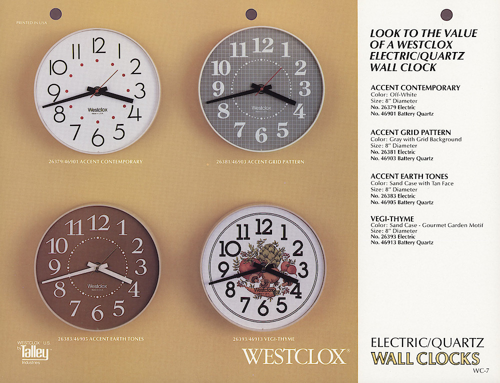 1985 General Time Product Promotion - Westclox > Wall Clocks > WC-7