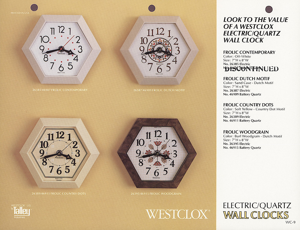 1985 General Time Product Promotion - Westclox > Wall Clocks > WC-9