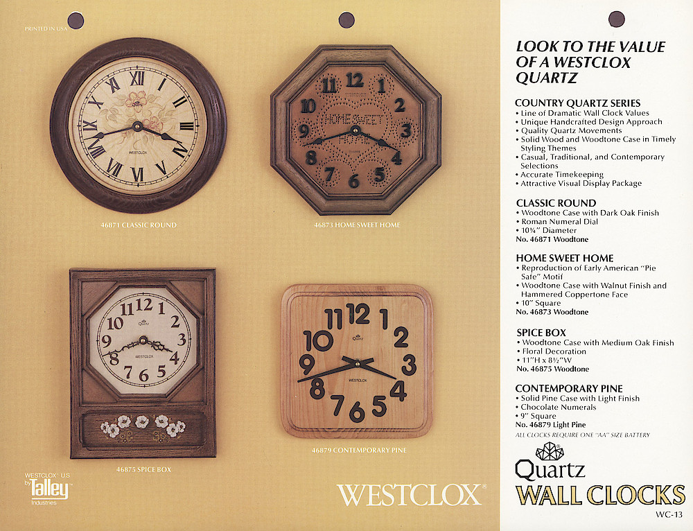 1985 General Time Product Promotion - Westclox > Wall Clocks > WC-13