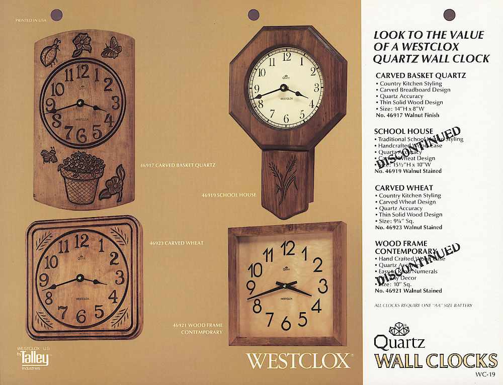 1985 General Time Product Promotion - Westclox > Wall Clocks > WC-19