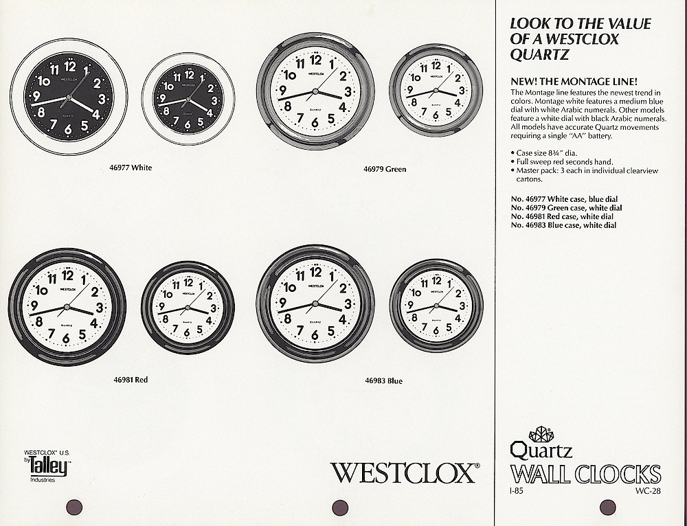 1985 General Time Product Promotion - Westclox > Wall Clocks > WC-28