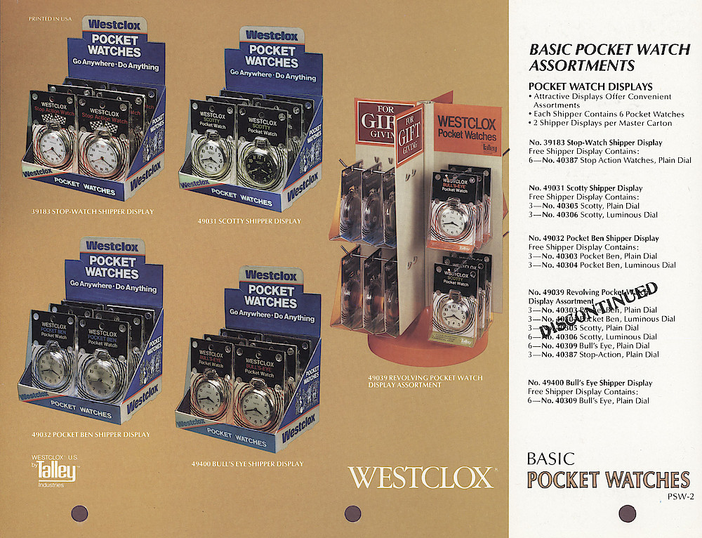 1985 General Time Product Promotion - Westclox > Pocket Watches > PSW-2