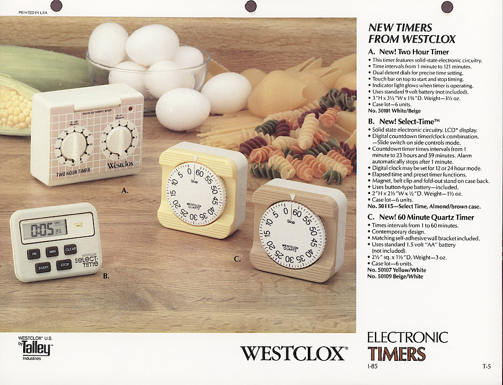 1985 General Time Product Promotion - Westclox > Timers > T-5