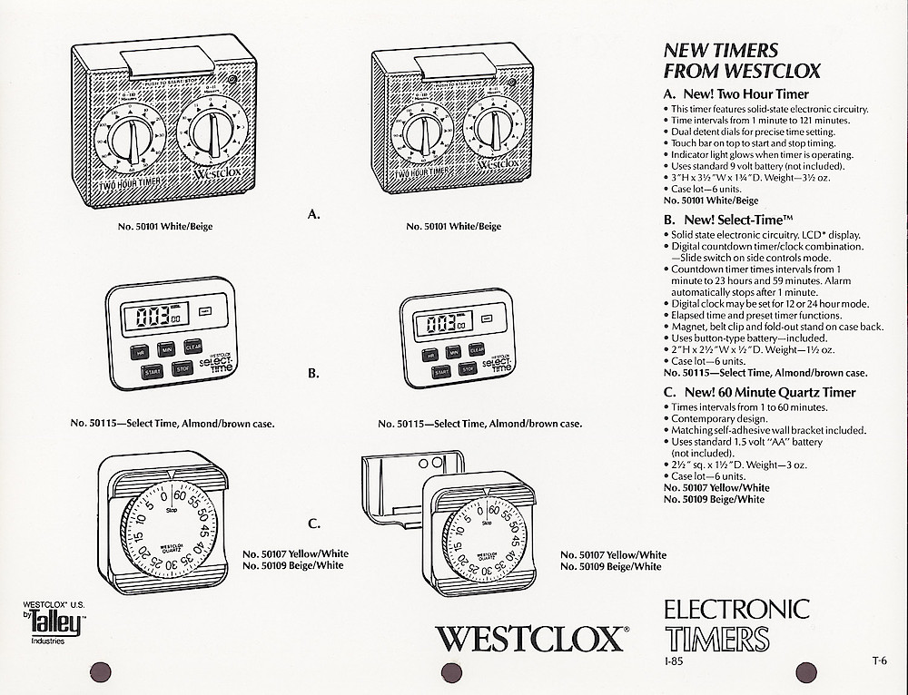 1985 General Time Product Promotion - Westclox > Timers > T-6