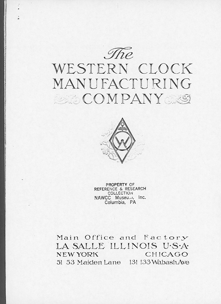 1907 Western Clock Manufacturing Company Catalog - PHOTOCOPY > 1
