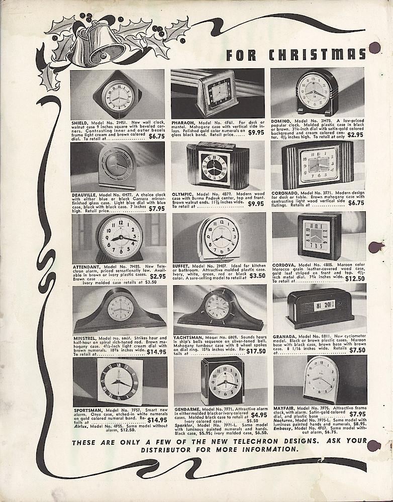 Dealer Brochure, Christmas 1938 Telechron Clocks > 1