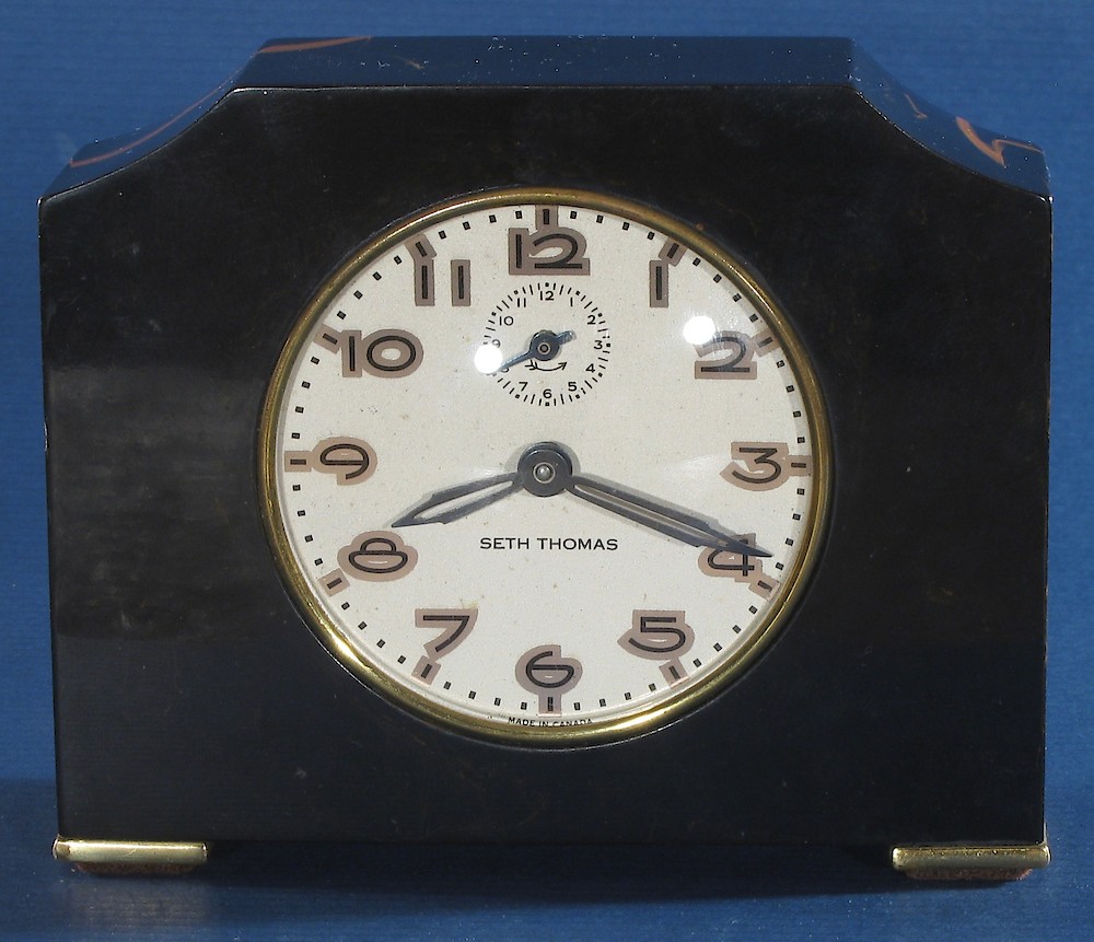 Seth Thomas Black Catalin Alarm Plain. Seth Thomas Black Catalin Alarm Plain Clock Example Photo