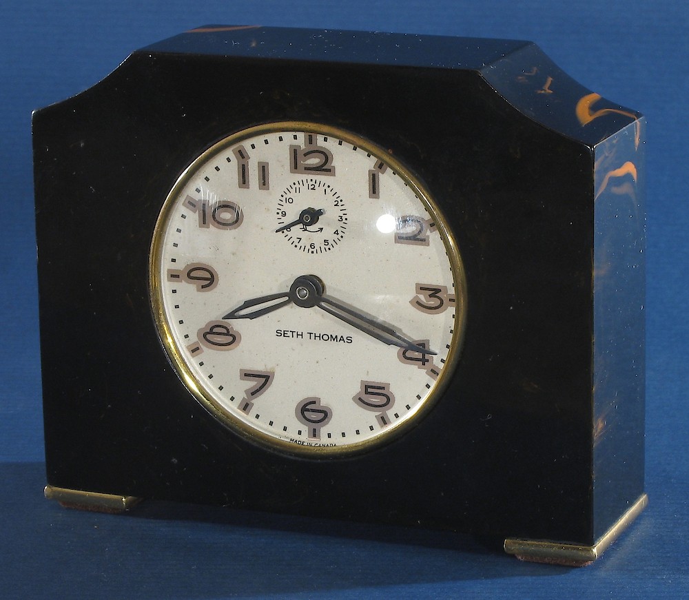 Seth Thomas Black Catalin Alarm Plain. Seth Thomas Black Catalin Alarm Plain Clock Example Photo