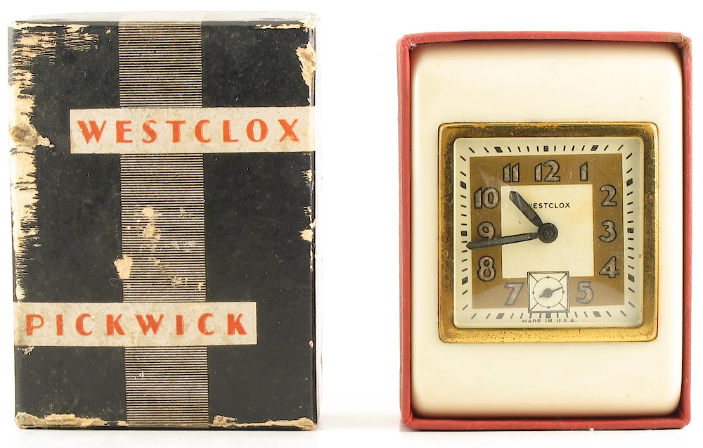 Westclox Pickwick Ivory. Box & clock