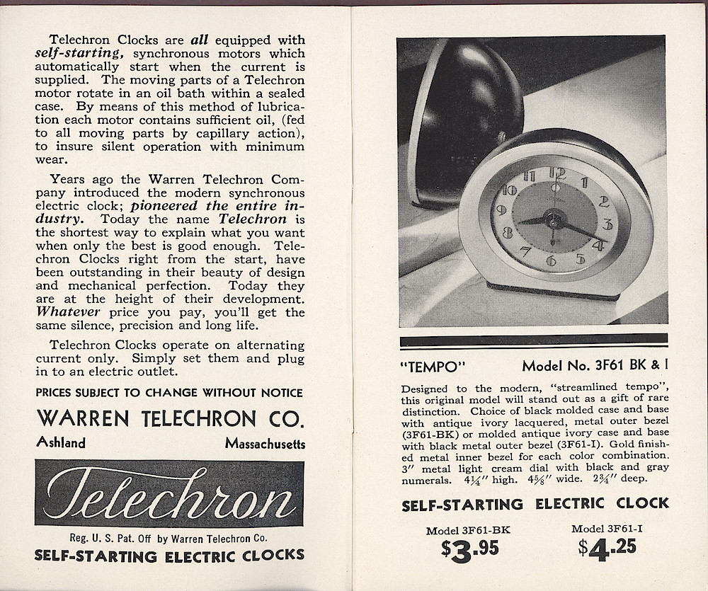 Telechron Spring 1936 Catalog > 2-3