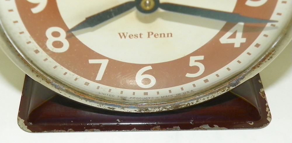 Westclox United Time Products West Penn Maroon Base. Westclox United Time Products West Penn Maroon Base Clock Example Photo