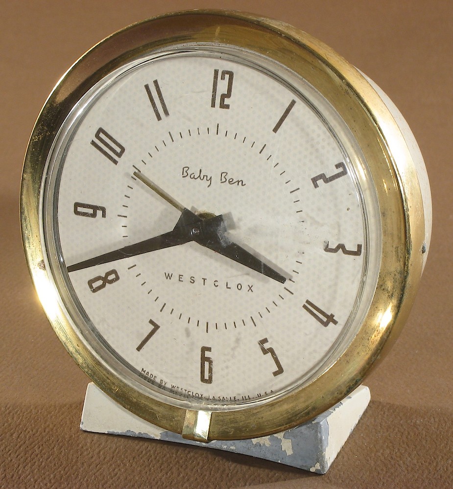 Westclox Baby Ben Style 7 White Plain. Westclox Baby Ben Style 7 White Plain Clock Example Photo