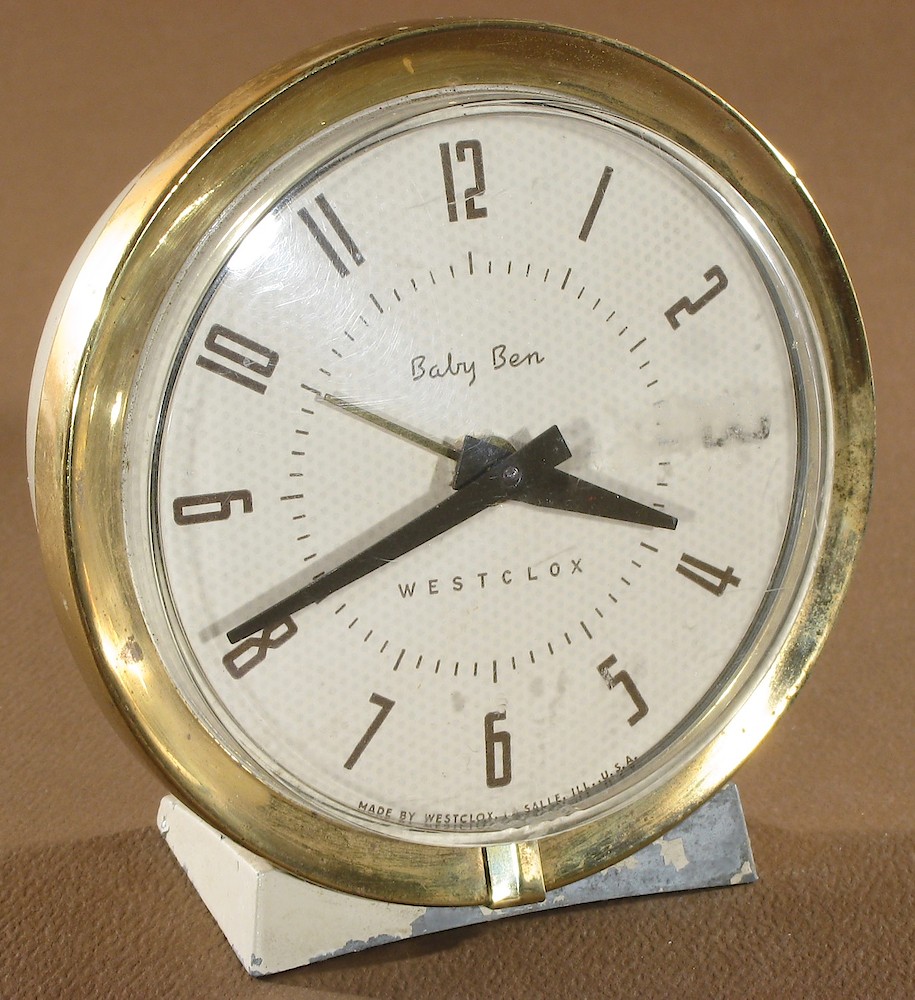 Westclox Baby Ben Style 7 White Plain. Westclox Baby Ben Style 7 White Plain Clock Example Photo