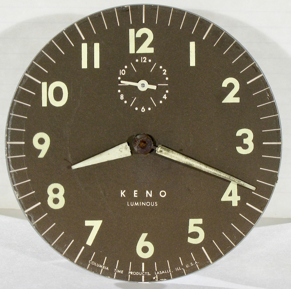 Columbia Time Products Keno Style 5 Ivory Luminous. Columbia Time Products Keno Style 5 Ivory Luminous Clock Example Photo