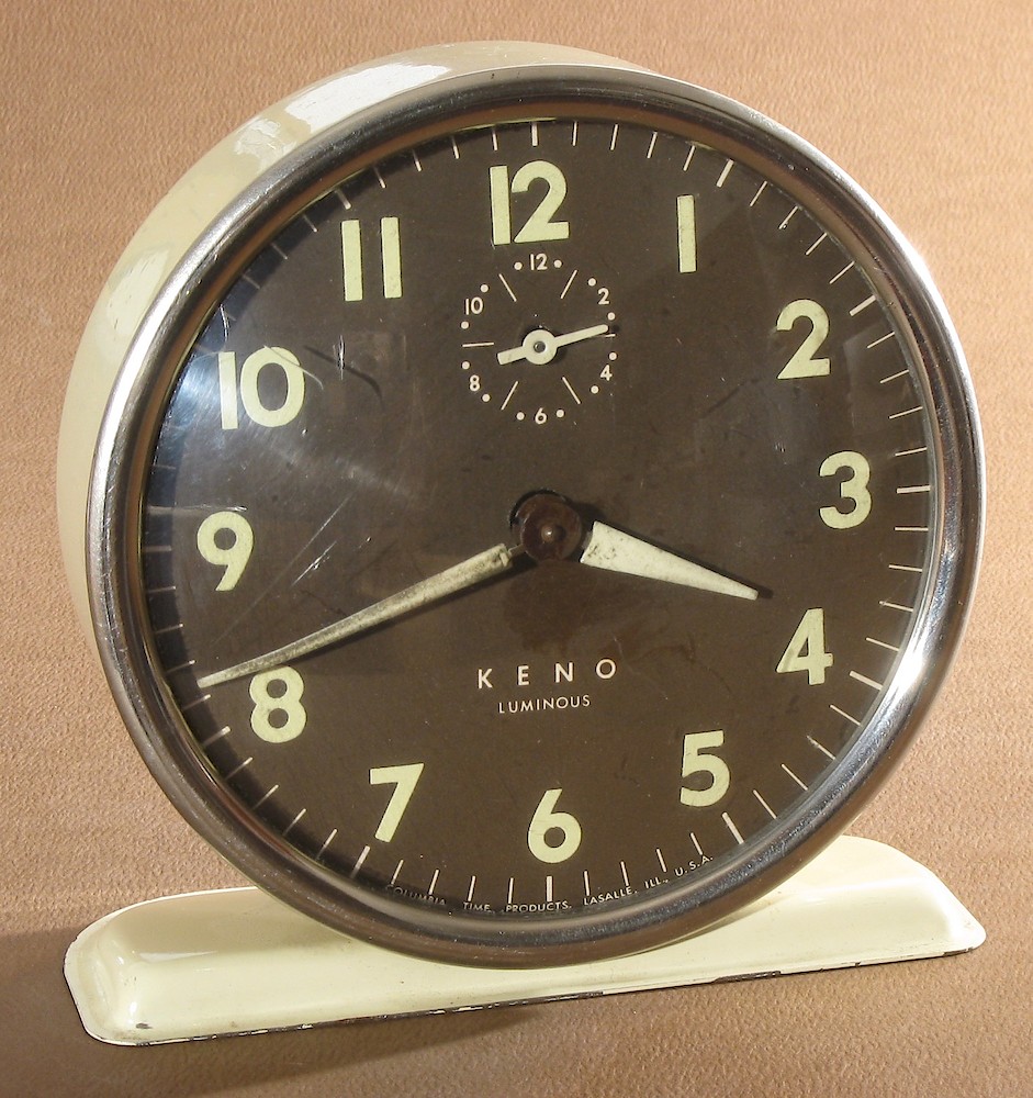 Columbia Time Products Keno Style 5 Ivory Luminous. Columbia Time Products Keno Style 5 Ivory Luminous Clock Example Photo