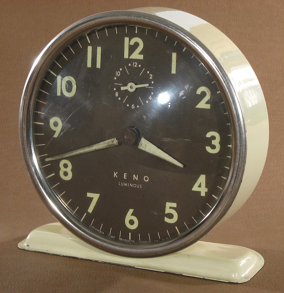 Columbia Time Products Keno Style 5 Ivory Luminous. Columbia Time Products Keno Style 5 Ivory Luminous Clock Example Photo