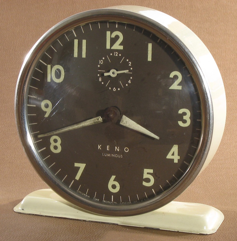 Columbia Time Products Keno Style 5 Ivory Luminous. Columbia Time Products Keno Style 5 Ivory Luminous Clock Example Photo