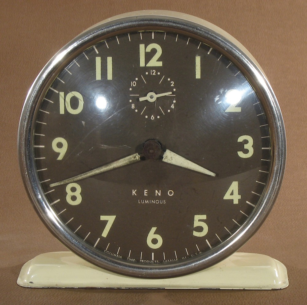 Columbia Time Products Keno Style 5 Ivory Luminous. Columbia Time Products Keno Style 5 Ivory Luminous Clock Example Photo