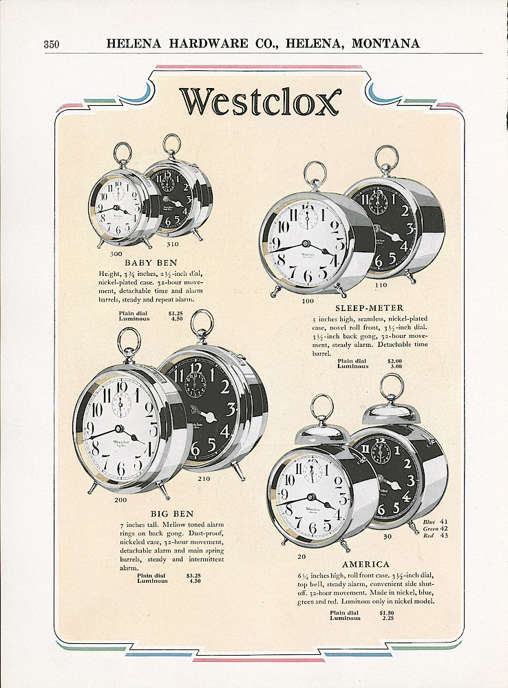 1930 Westclox Color Catalog Pages, Helena Hardware Co. > 350